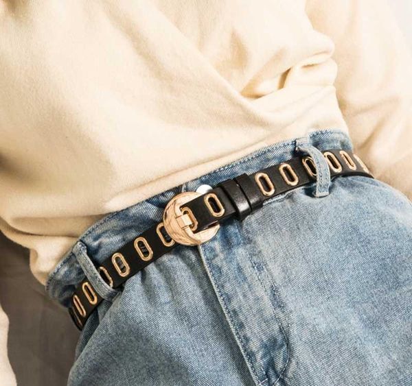 

women hollow fashion faux leather waist belts waist dress belt for pants jeans coats adjustable leather01, Black;brown