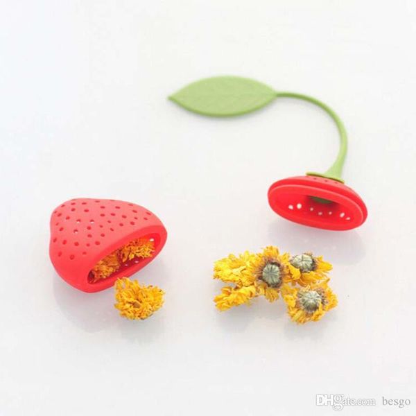 

strawberry silicone tea infuser strainer red yellow teabag kettle loose tea leaf strainer ball herbal spice tea infuser filter vt0327