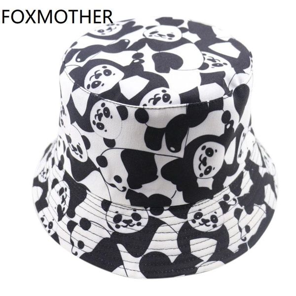 

foxmother cute шляпы женщина mens fisherman черные новый печать bucket panda cap животные dybdk garden2010, Black;white