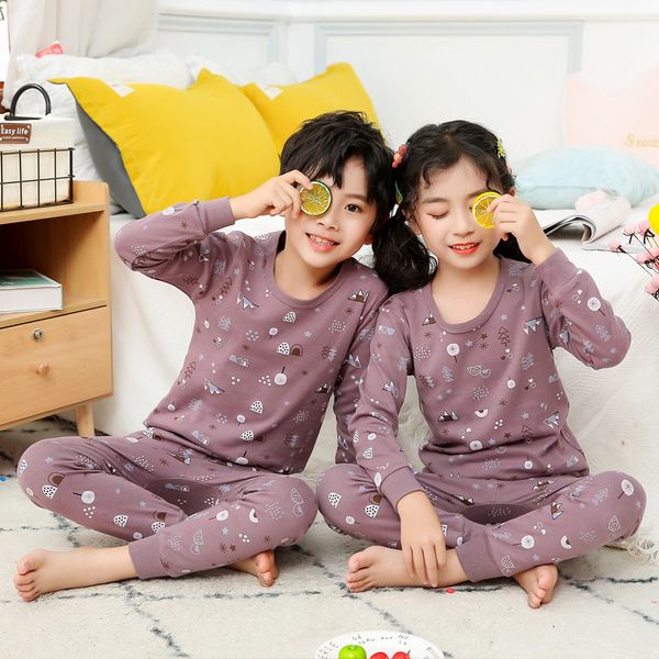 

pajamas kids girls pajama sets autumn pyjamas for boys sleepwear baby girl clothes long-sleeve t-shirt+pant 2pcs children's, Blue;red