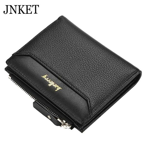 

jnket men's short wallet multi-card wallet pu leather clutch zipper billfold coins purse card holder notecase, Red;black