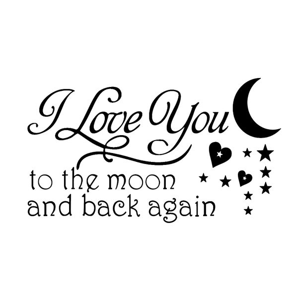 

moon and star loving quotes removable wall vinyl wall stickers lettering