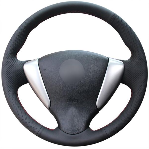 

black artificial leather car steering wheel cover for tiida sylphy versa versa note 2014-2020 nv200 2020-2020 sentra s