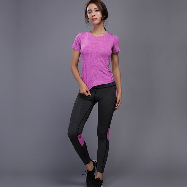 

yoga outfits women set sports suit female fitness clothing sportswear running gym leggings+t shirt 2 piece women's tracksuit, White;red