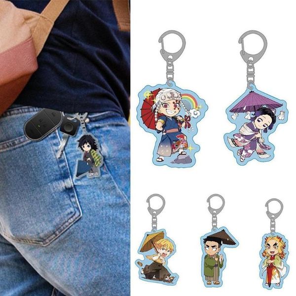 

1pc demon blade keychain cute japanese anime character accessories ring for men shape women keyring clothes chain key i1a4, Silver