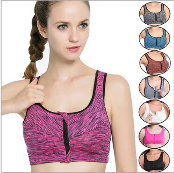 

jigerjoger plus size professional anti front zipper sports bra yoga fitness without steel ring underwear activewear, White;black