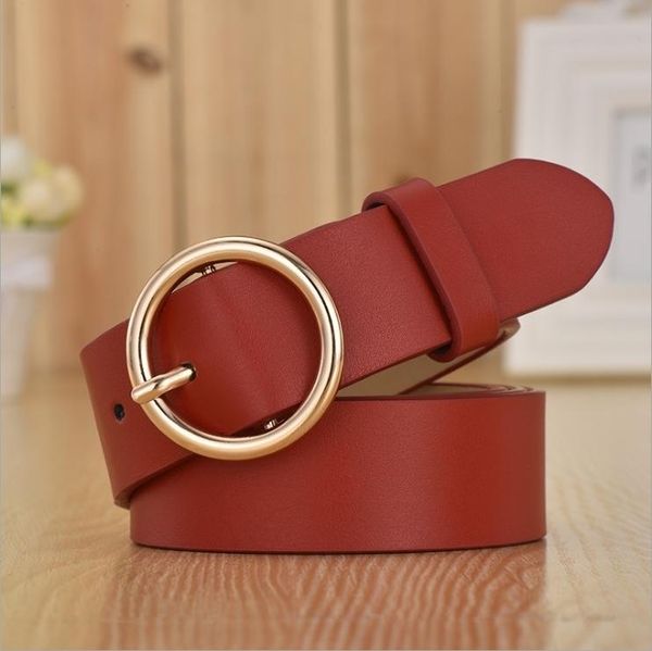 

2019 women circle buckle belts,4 colors women fashionable belts,quality leather women belts01, Black;brown