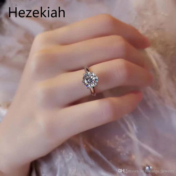 

S925 Sterling Silver Single diamond wedding ring Be engaged Ladies Ring Fashion personality Simple and noble Free shipping girl ring