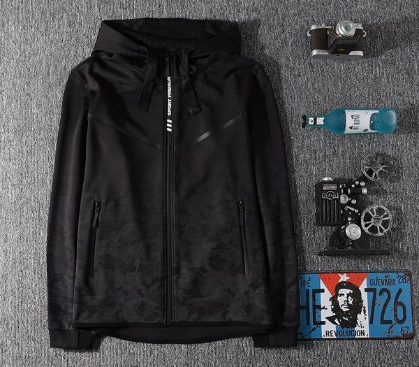 

big size thin section printing lian cap sports coat men's wear autumn plus fat plus size fat jacket coat, Black;brown