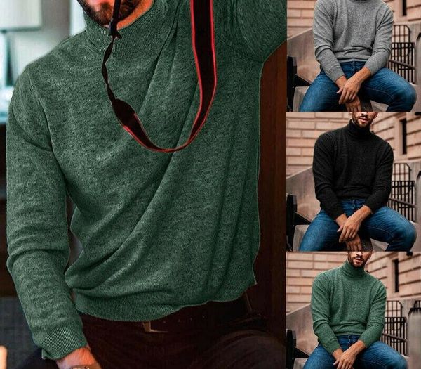 

autumn winter men's warm soft cotton high neck pullover jumper sweater casual basic fashion clothes plus size xxxl, White;black