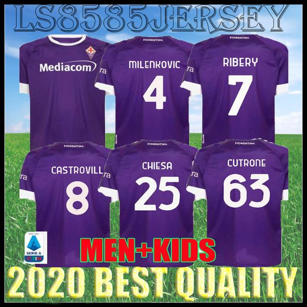 

20 21 fiorentina soccer jerseys home 2020 2021 milenkovic ribÃ©ry castrovilli c.kouame chiesa cutrone duncan kids kit football shirts, Black;yellow