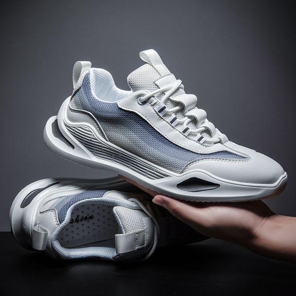 

2020 new men's shoes breathable korean style trend all-match lightweight lace-up fashion casual mesh running sports shoes, Black