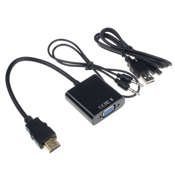 

audio cables & connectors 1080p to vga with converter adapter usb power video cable black