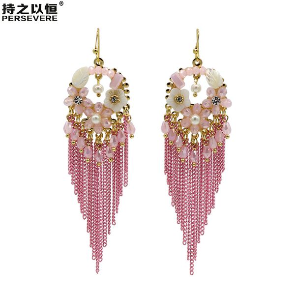 

boho rhinestone crystal chain tassel earrings 2020 flower big long earrings women fashion jewelry valentine's day gifts, Silver