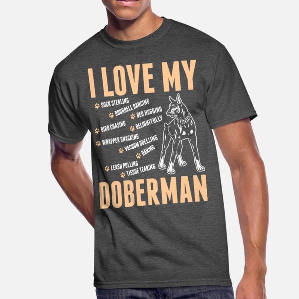 

i love my doberman dog t shirt men personalized short sleeve s-xxxl pictures crazy basic summer style standard shirt