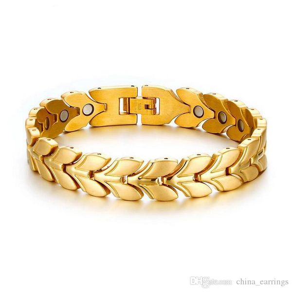 

2017 new health magnetic bracelet bangle for women silver gold color stainless steel grain magnetic bracelet charms health power bracelets, White