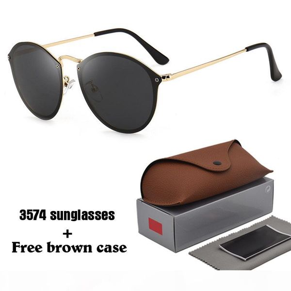 

10 colors brand designer cat eye sunglasses for men women metal frame sport glasses colorful uv400 lens with brown case and box, White;black