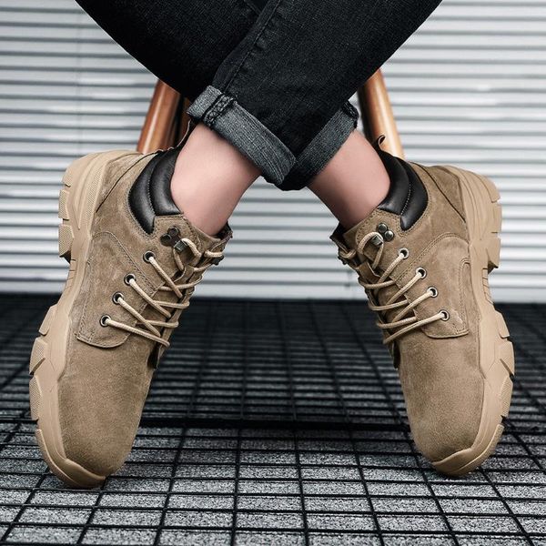 

suede strap round toe 2020 new men boots winter outdoor sneakers mens snow boots non-slip warm ankle shoes casual work, Black