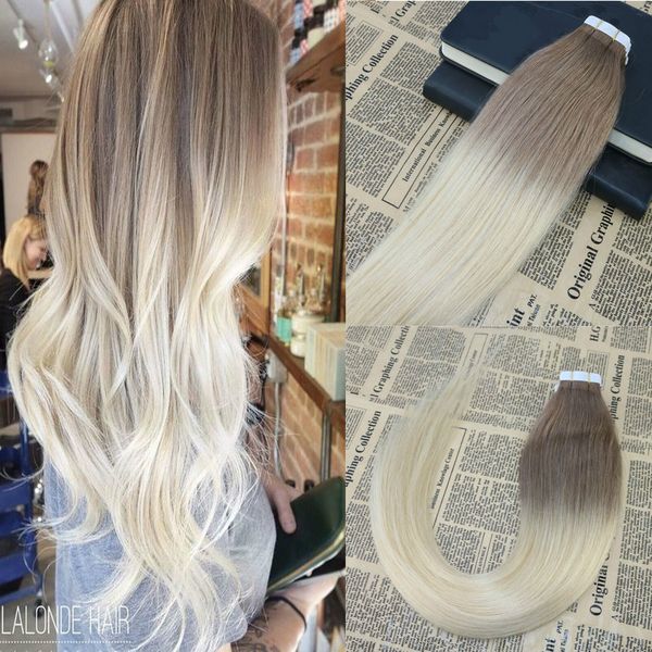 

omber ленты в человеческих волос # 6 fding на # 613 skin блондинка remy человеческих волос уток бесшовные ленты на наращивание волос 100г, Black