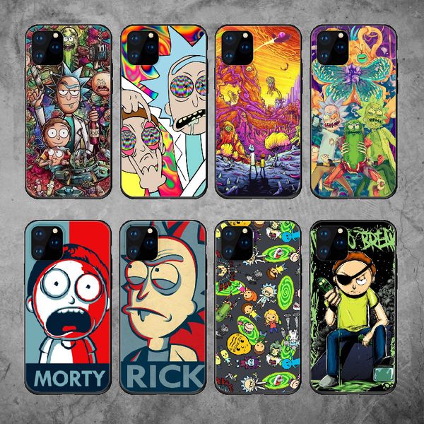 

rick and motry funny cartoon black borders soft silicone phone case for iphone 12 pro max 11 x xr xs max 13 pro cover