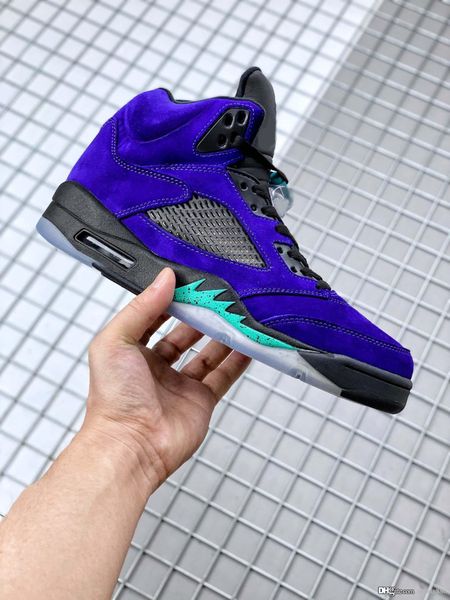 

2020 est air authentic 5 alternate grape men basketball shoes 5s grape ice black clear new emerald suede man sports sneakers 136027-500