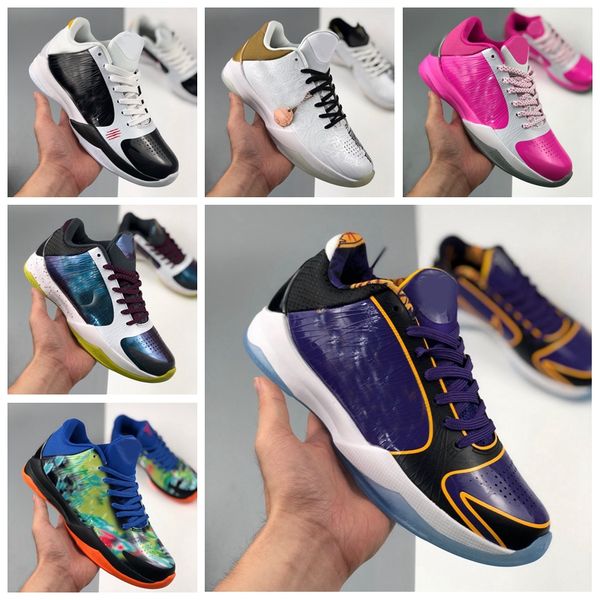 

2020 mens zoom mamba 5 v protro lakers 5s basketball shoes pink black baskets sports trainers sneakers men zapatos des chaussures
