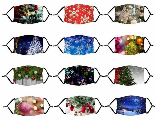 

2020 christmas face mask washable reusable mouth masks ice silk cloth breathable anti dust protective kids fashion party masks