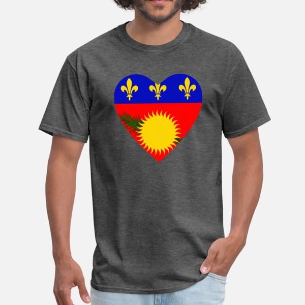 

guadeloupe flag heart t shirt men character short sleeve round neck costume fit comfortable summer vintage shirt