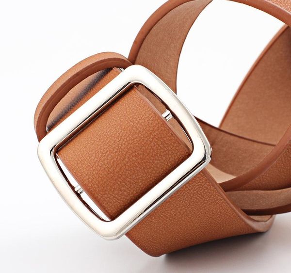 

fashion pu leather belt women square buckle wide belts for female ladies solid waistband without pin dress jeans decorative04, Black;brown
