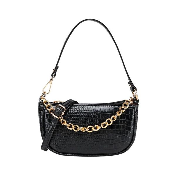 

women crocodile print shoulder bag adjustable strap chain handle handbag fashion small shell shape crossbody bags