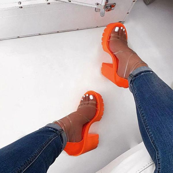 

eva daily travel waterproof platform open toe thick soled summer beach women high heel sandals party soft transparent, Black