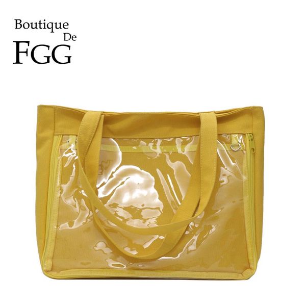 

boutique de fgg large capacity women causal tote bags fashion shoulder bags transparan shopping handbags and purses