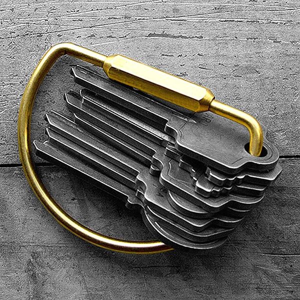 

brass keychain simple retro pure copper key rings holder durable key chains large capacity bag charm gift wholesale, Silver