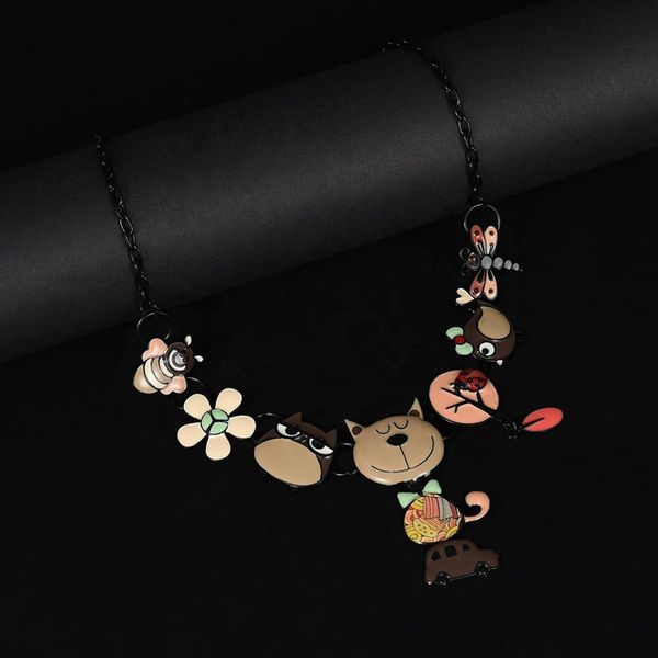 

women necklace unique design necklaces baby girl alloy metal animal cat pendant necklace for women, Golden;silver