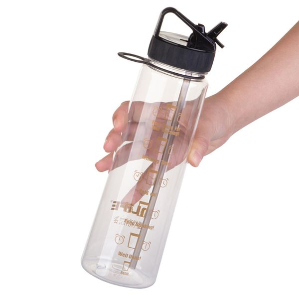 

500 ml outdoor water bottle with straw sports bottles with lid hiking camping children plastic drinkware easy grip band