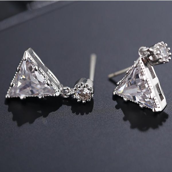

jewelry s925 sterlig silver needle earrings for women triangle charm stud earrings fashion of shipping, Golden;silver