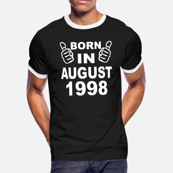 

born in august 1998 t shirt men character 100% cotton o-neck letter graphic fashion summer vintage shirt
