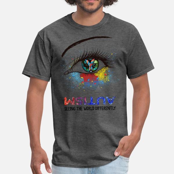 

autism seeing the world differently t shirt men personalized tee shirt crew neck normal fit breathable summer style kawaii shirt