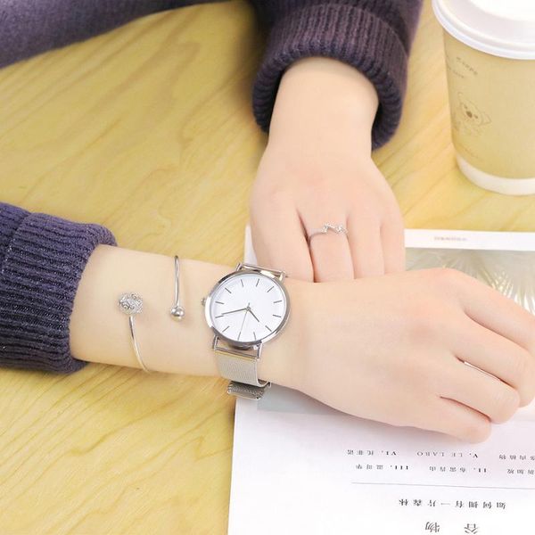 

2020 bracelets womens fashion stainless steel band quartz analog marble strap wristwatches for women bracelets jewelry gift, Golden;silver