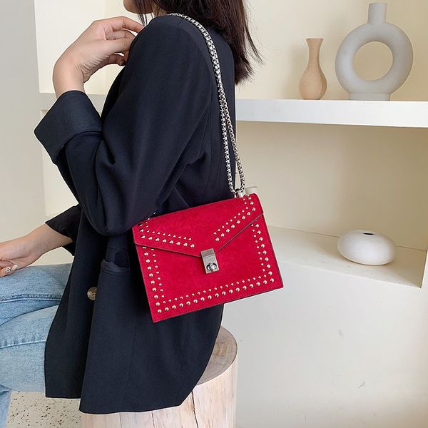 

scrub leather small shoulder messenger bags for women 2020 new fashion chain rivet lock crossbody bag female travel mini bags