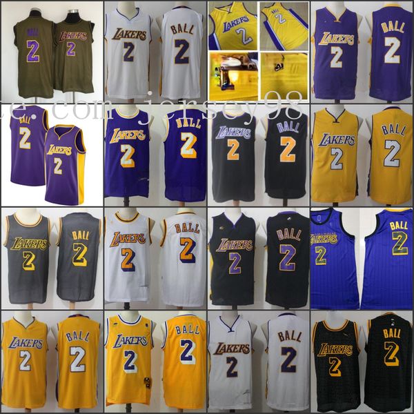 

los angeles laker men 2020 #2 lonzo ball yellow nba swingman jersey, Black