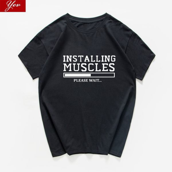 

installing muscles funny t-shirt men fashion streetwear quality cool loose t shirt men homme 100%cotton men clothes harajuku