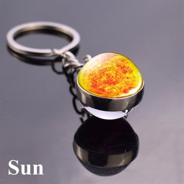 

key chain system planet брелоков galaxy туманность космический keychain луна земля солнце марс в искусстве двойной стороне стеклянного шарик, Silver