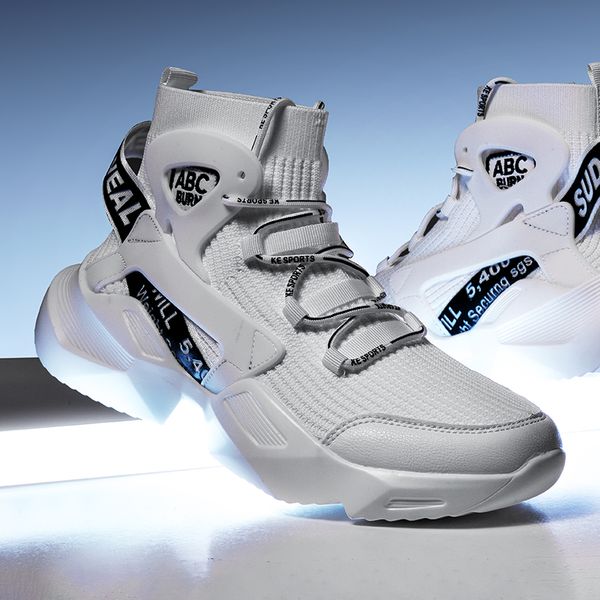 

men casual shoes high fashion men sock sneakers breathable shoes non-slip comfortable footwear, Black