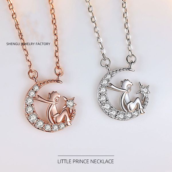 

s925 sterling silver little prince necklace female clavicle chain korean student personality design temperament simple popular jewelry gift