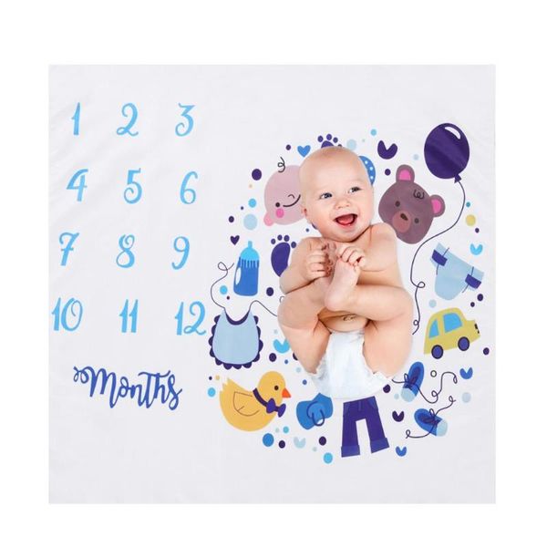 

newborn baby milestone blankets soft cartoon printed bathing towels infant kids pgraphy props aid kids swaddle wrap gift