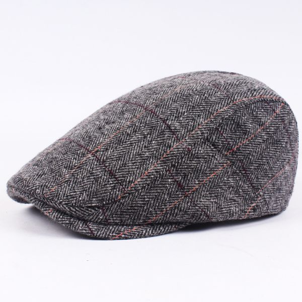 

berets men's plaid avant-garde beret middle-aged autumn and winter cotton warm cap, Blue;gray
