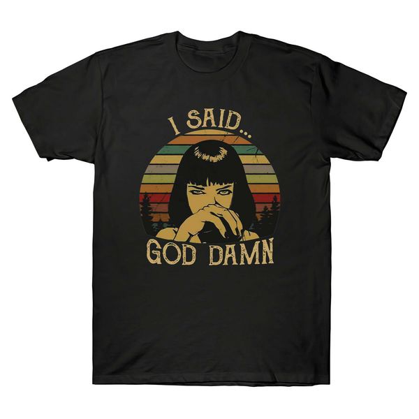 

i said god damn pulp fiction vintage black cotton men's t-shirt cotton tee