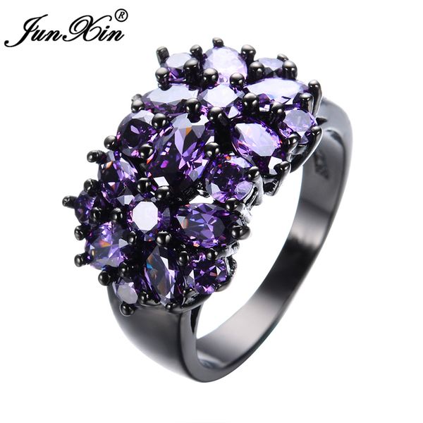 

elegant purple black gold filled cz ring unique design vintage party wedding rings for women christmas fashion jewelry rb0040, Golden;silver