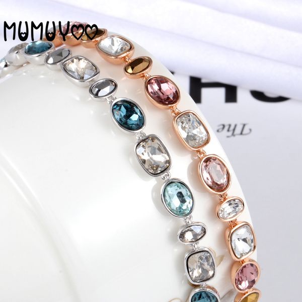 

new simple sweet romantic charm austrian crystal bracelet female rose gold irregular oval stone crystal bracelet, Black